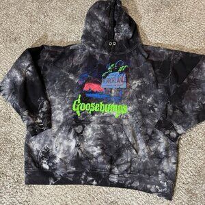 Goosebumps Horrorland Hoodie Sweatshirt Tie-Dye Black Gray Welcome to